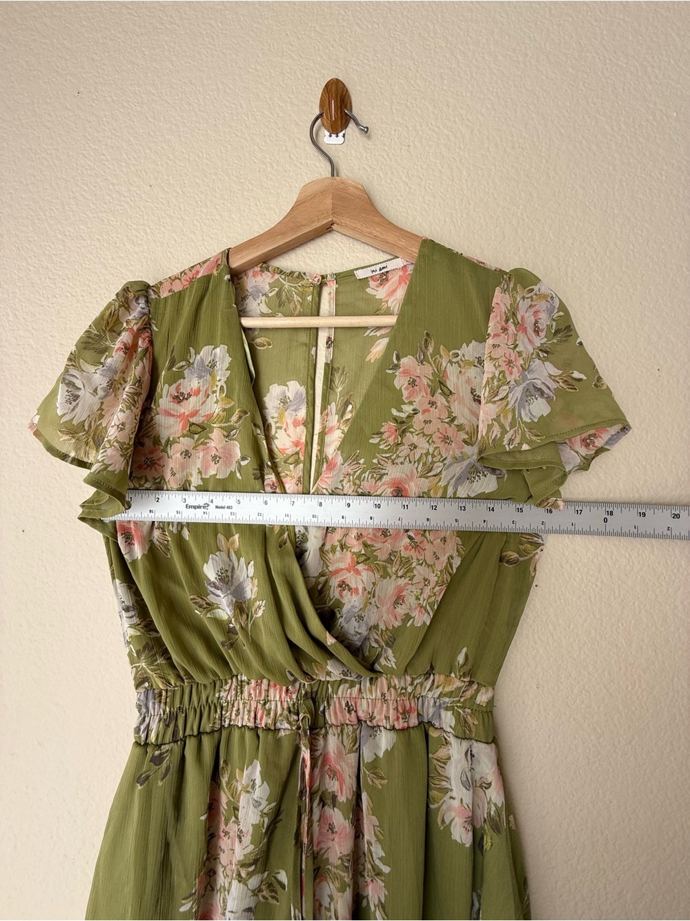 miami Olive Green Floral Wrap Mini Dress - Picture 8 of 10